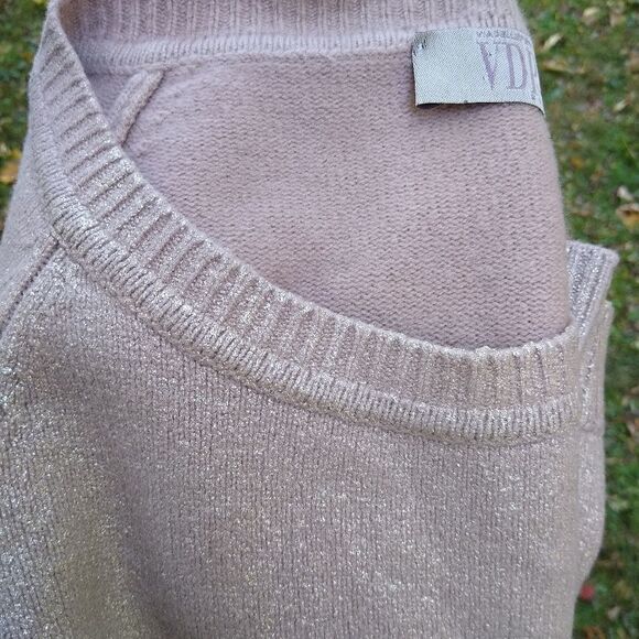 Via Delle Perle Sweater Women's Medium Virgin Wool Metallic Gold Tunic - Picture 12 of 12
